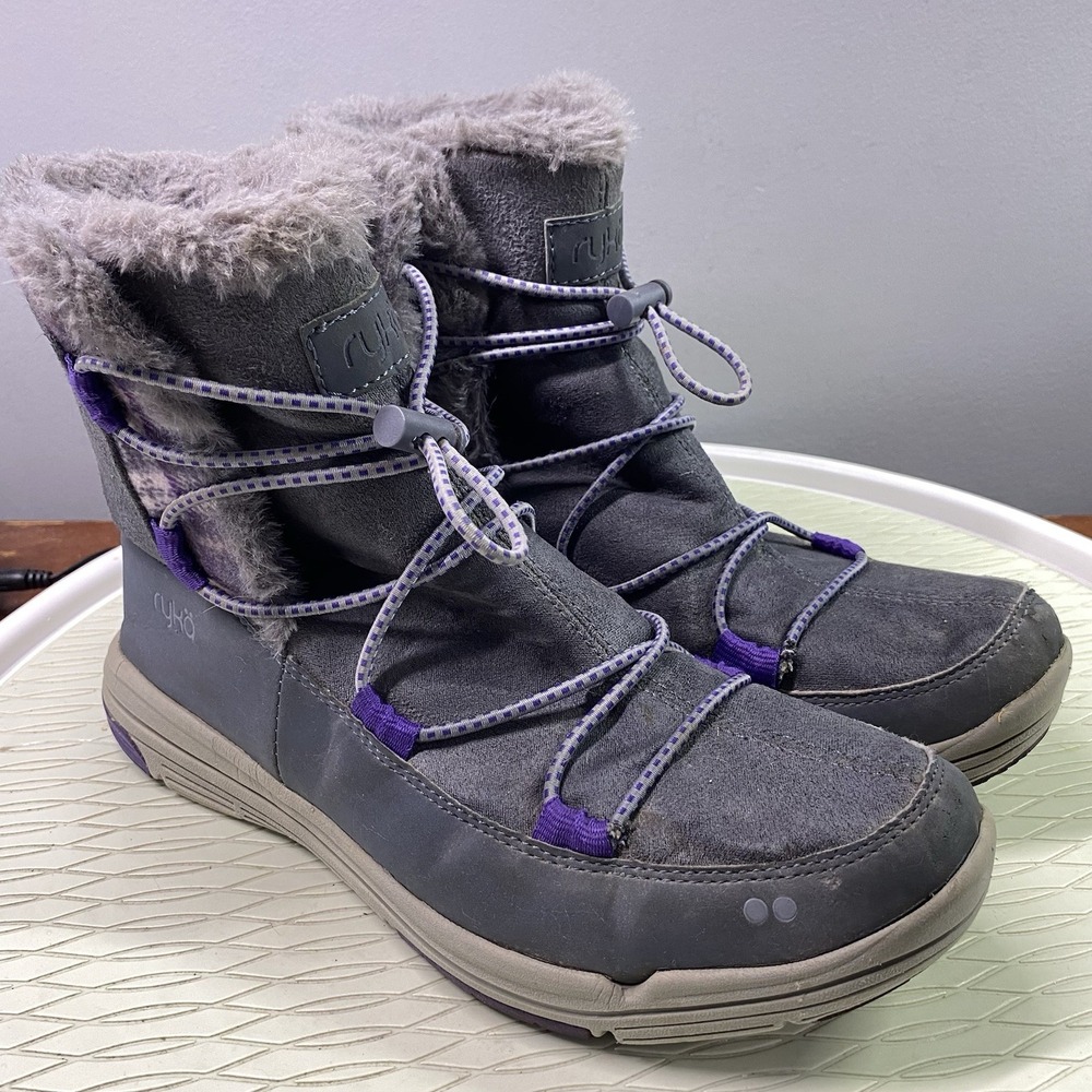 Ryka Aubonne Womens Waterproof Winter Boots Gray& Purple Sz.8M